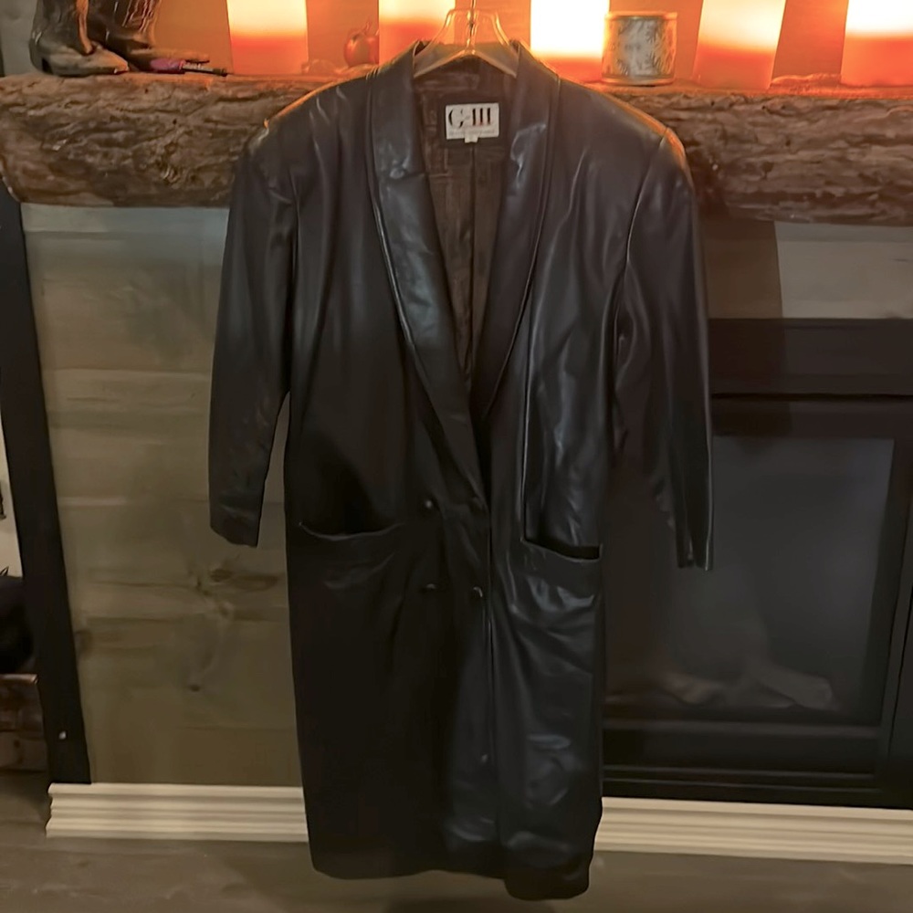Vintage full length leather trenchcoat
